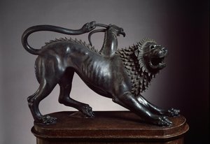 Die Chimäre von Arezzo, getötet von Bellerophon - Etruskische Skulptur, 400-350 v. Chr. (Bronze)