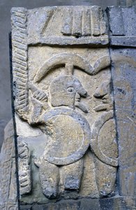 Etruskischer Krieger auf einem Sarkophag des Nationalmuseums von Tarquinia. von Etruscan Etruscan