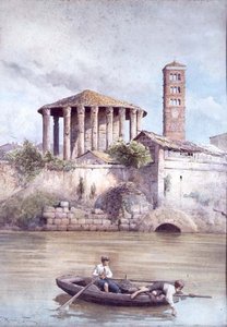 Der Tempel des Herkules vom Fluss Tiber, Rom von Ettore Roesler Franz