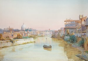 Blick auf den Tevere von der Ponte Sisto von Ettore Roesler Franz