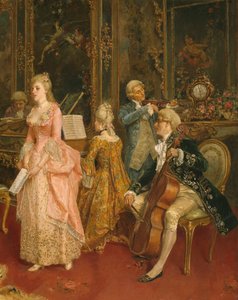 Konzert zur Zeit von Mozart, 1853 (Detail) von Ettore Simonetti