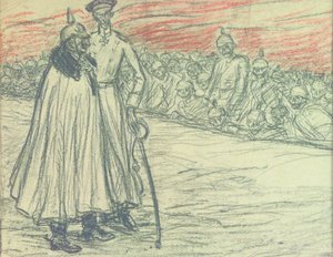Der deutsche Kaiser mit dem Kronprinzen und den Gefallenen von Eugeen van Mieghem
