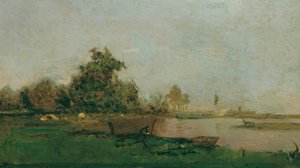 Flusslandschaft mit Boot