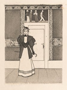 Interieur mit junger Frau im Spaziergangskostüm von Eugen Kirchner