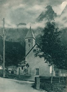 Kapelle und Pala-Gruppe, San Martino di Castrozza, Dolomiten, Italien, 1927 von Eugen Poppel