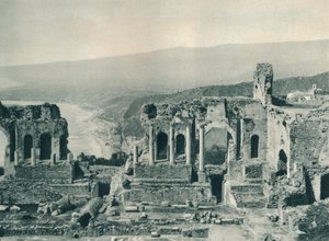 Bühne und Umkleideraum des griechischen Theaters, Taormina, Sizilien, Italien, 1927