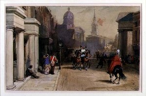 Trafalgar Square von Pall Mall, ca. 1848-52 von Eugene Louis Lami