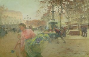 Place du Théâtre Français, in Paris von Eugene Galien Laloue