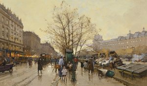 Die Docks von Paris von Eugene Galien Laloue