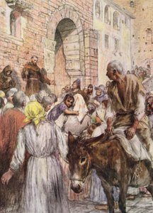 Der heilige Franziskus predigt in Bologna von Eugene (after) Burnand