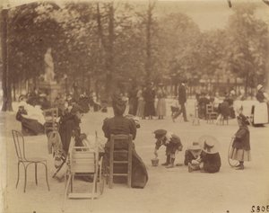 Frauen und Kinder in den Luxemburger Gärten von Eugène Atget