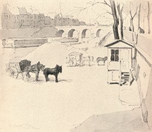 Die Pont Marie - Pferde und Karren, 1915