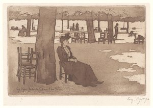 Frau im Garten der Tuilerien in Paris von Eugene Bejot