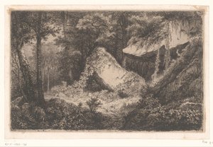 Bewachsene Felsen in einem Wald von Eugene Bléry