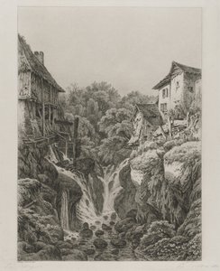 Die Mühle und der Wasserfall von Grésy bei Aix-les-Bains von Eugene Bléry