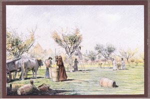 Bruder Giles arbeitet im Weinberg von Eugene Burnand