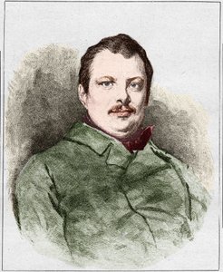 Porträt von Honoré Balzac im Jahr 1830 (1799 - 1850), französischer Schriftsteller. Gravur von Eugene Chiquet. von Eugene Chiquet