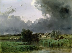 Weiler am Teichrand, 1849 von Eugene Ciceri