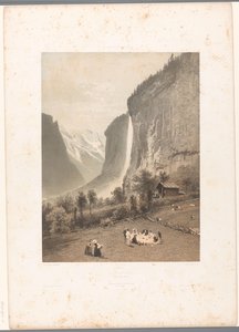 Picknick mit Blick auf den Staubbach-Wasserfall (Gesichter in der Schweiz und Savoyen) von Eugene Ciceri