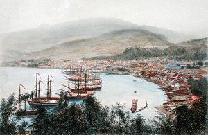 Blick auf Saint-Pierre von der Geschützbatterie in Sainte-Marthe, Martinique