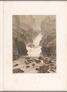 Zicht op de Barberine-waterval bij Vallorcine von Eugene Ciceri