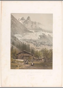 Blick auf die Gipfel Aiguille Verte und Dru und den Gletscher Mer-de-Glace