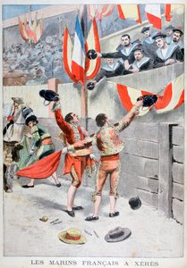 Französische Matrosen beobachten einen Stierkampf, Xeres, Spanien, 1899