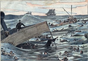 Untergang des Schiffes „Burgundy“, versenkt von einem englischen Segelboot