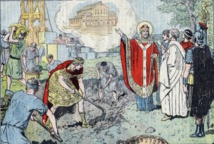 Der römische Kaiser Konstantin I. (272-337), nach seiner Taufe durch Papst Silvester, beschloss den Bau der Basilika des Heiligen Erlösers in Lateran (heute San Giovanni in Laterano), die 324 geweiht wurde, und nahm zwölf Körbe von Eugene Damblans