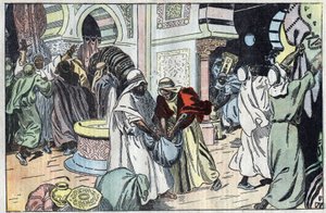 Die Wahabiten plünderten nach der Einnahme von Mekka den Palast von König Hussein. Illustration von Damblans. In „Le Pelerin“ vom 2. November von Eugene Damblans