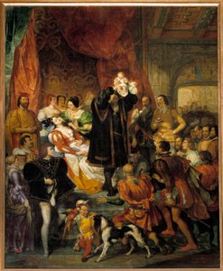 Geburt von König Heinrich IV. am 13.12.1553 im Schloss Pau Jeanne III., bekannt als Jeanne d