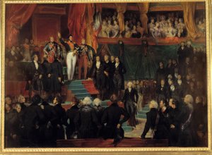 Revolution von 1830: König Louis Philippe I. schwört, die Charta von 1830 zu wahren von Eugene Deveria