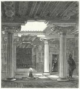 Ionischer Innenhof eines antiken griechischen Hauses von Eugene Emmanuel after Viollet le Duc