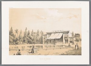 Nou Bagh Palast in Shiraz (Perzische Landschaften, Perse moderne) von Eugene Flandin