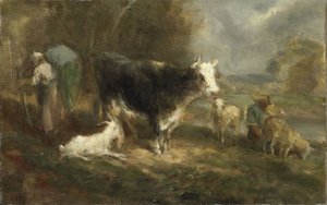 Bauernhof mit Vieh von Eugene Fromentin