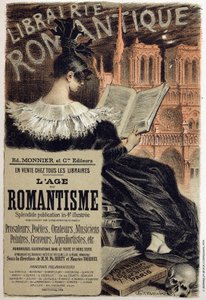Literatur. Romantische Buchhandlung. Plakat von Eugene Grasset für den Herausgeber Monnier, Frankreich, ca. 1890