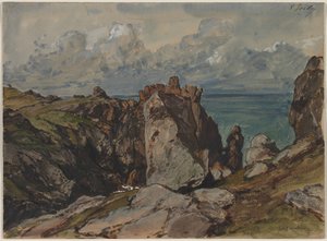 Klippen am Meer bei Cézembre, Bretagne von Eugene Isabey