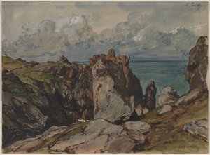 Klippen am Meer bei Cézembre, Bretagne, ca. 1830 von Eugene Isabey