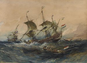 Niederländische Schiffe in einem Sturm