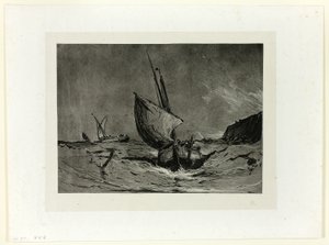 Fischerboot in einem Sturm von Eugene Isabey