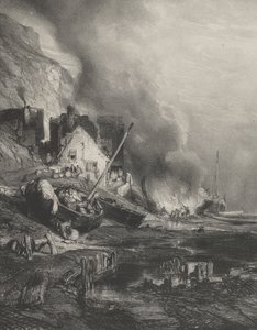 Ausrüstung eines Schiffes bei Ebbe, 1833