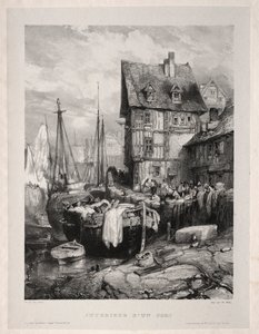 Sechs Marinesoldaten: Innenansicht eines Hafens von Eugene Isabey