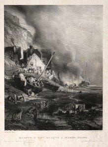 Sechs Marinesoldaten: Radoub einer Barke bei Ebbe von Eugene Isabey