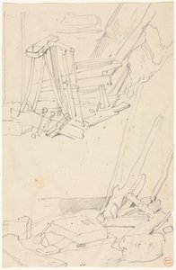 Studien von Holz und landwirtschaftlichen Geräten von Eugene Isabey
