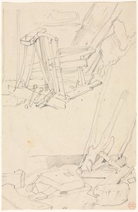Studien von Holz und landwirtschaftlichen Geräten von Eugene Isabey