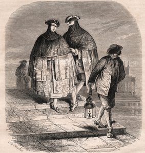 Die Laterntür in Venedig im 18. Jahrhundert - Zeichnung von Viollat von Gaetano Zompini (1700-1778) - Die Berufe von Venedig von Eugene Joseph (after) Viollat