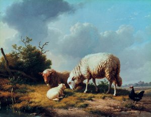 Schafe und Geflügel in einer Landschaft, 19. Jahrhundert von Eugene Joseph Verboeckhoven
