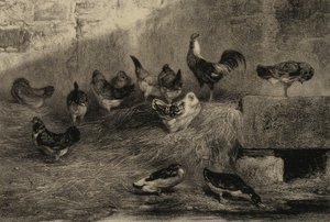 Hühner und Enten von Eugene Leroux