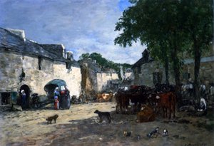 Viehmarkt in Daoulas, Bretagne von Eugene Louis Boudin