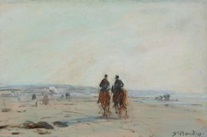 Zwei Reiter am Strand, ca. 1864-68 von Eugene Louis Boudin